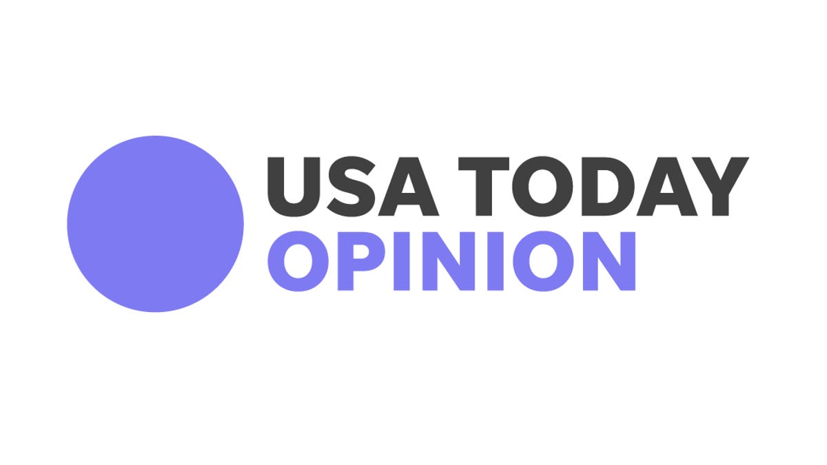 The logo for USA Today Opinion with black text that reads "USA Today" and blue text that reads "Opinion." There is a blue circle on the left side