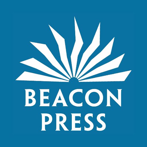 Beacon Press logo with blue background and white text with open book graphic
