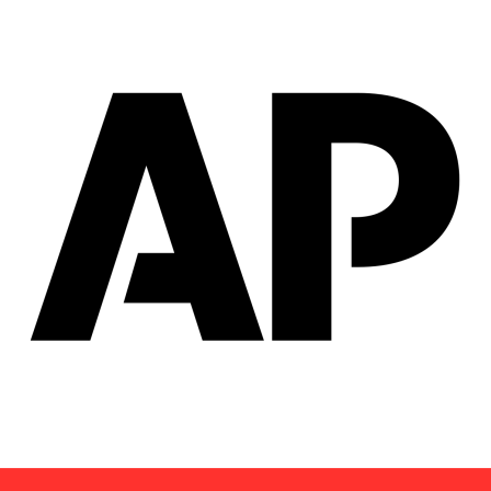 Associated Press logo with black letters and a red line underneath