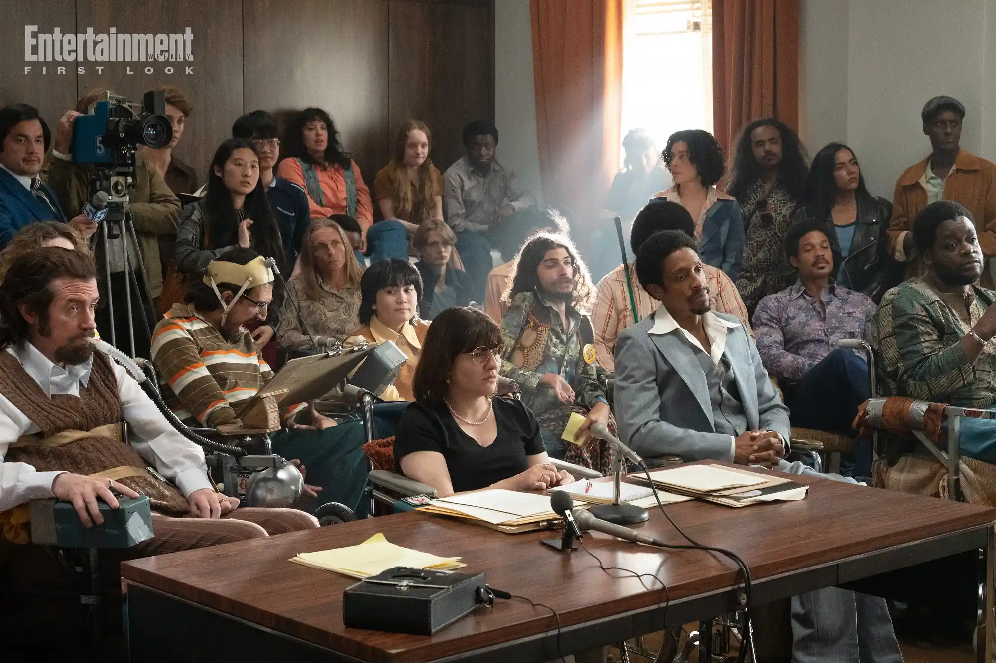 Ruth Madeley playing Judy Heumann testifying at the 504 Sit-In